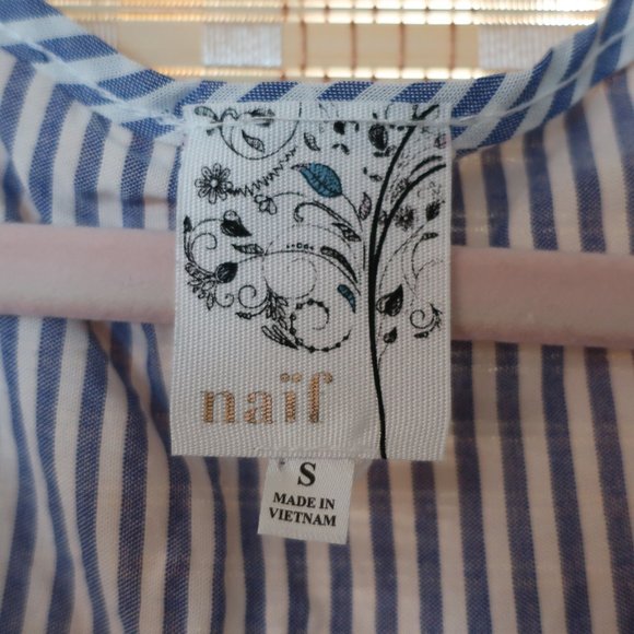 NWOT Naif Soft Blue & White Striped Midi Dress - Picture 5 of 7